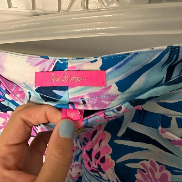 Lilly Pulitzer Kelly Knit Skinny Ankle Pants size 8 Mr peacock blue tweethearts - Picture 3 of 3